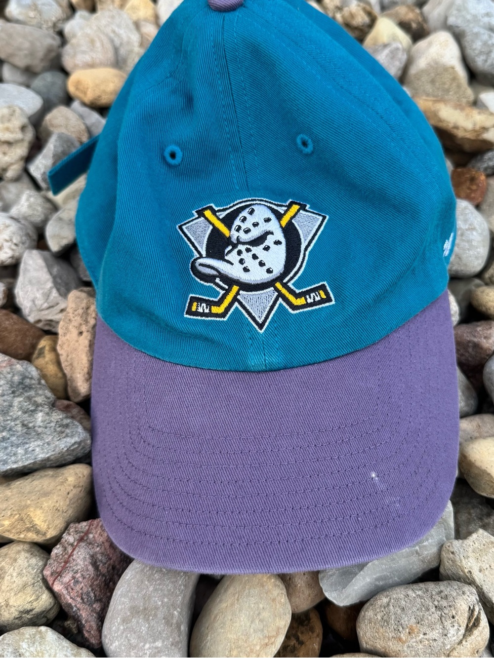 Anaheim Ducks ’47 Brand Teal Purple Strapback Hat NHL